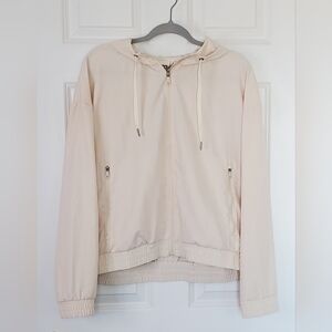Avalanche Hooded Windbreaker Jacket Lightweight Zippered Pockets Cream Size XL